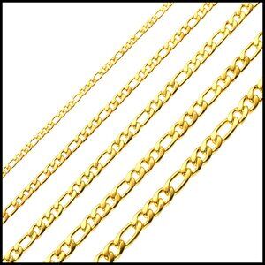 Figaro Chain Necklace Stainless Steel Gold Plated Classic Minimal Jewelry Gift